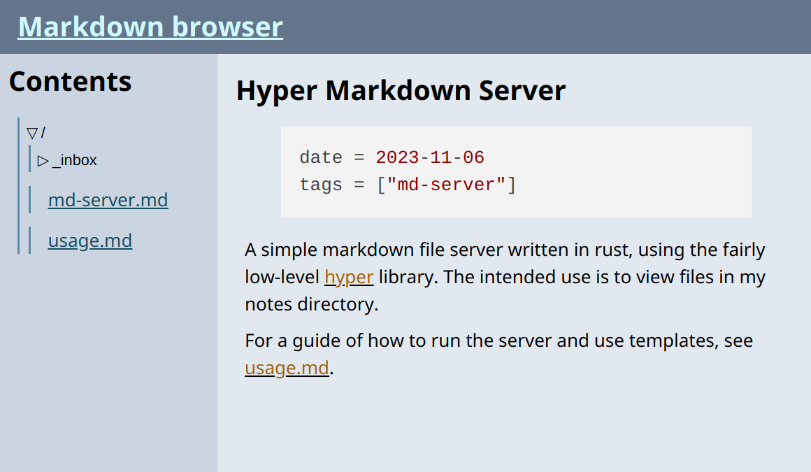 Markdown server (Rust)